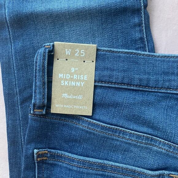 NEW $70 MADEWELL Skinny Jeans Medium Wash Mid Rise Denim Ankle Stretch 25 - Picture 6 of 11